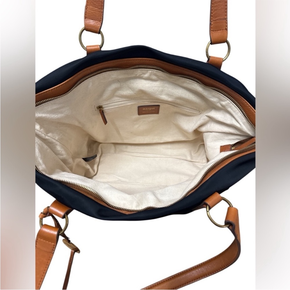 Margot New York Nylon Tote Bag with Tan Straps - Picture 5 of 11